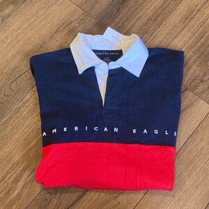 American Eagle Outfitters White and Navy Polo with tags on